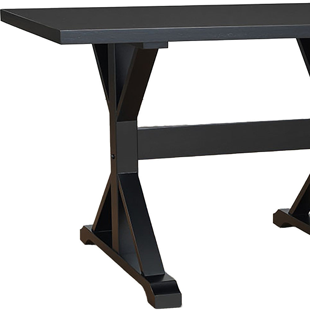 48" Black Solid Wood Trestle Base Dining Table - Loft&Timber