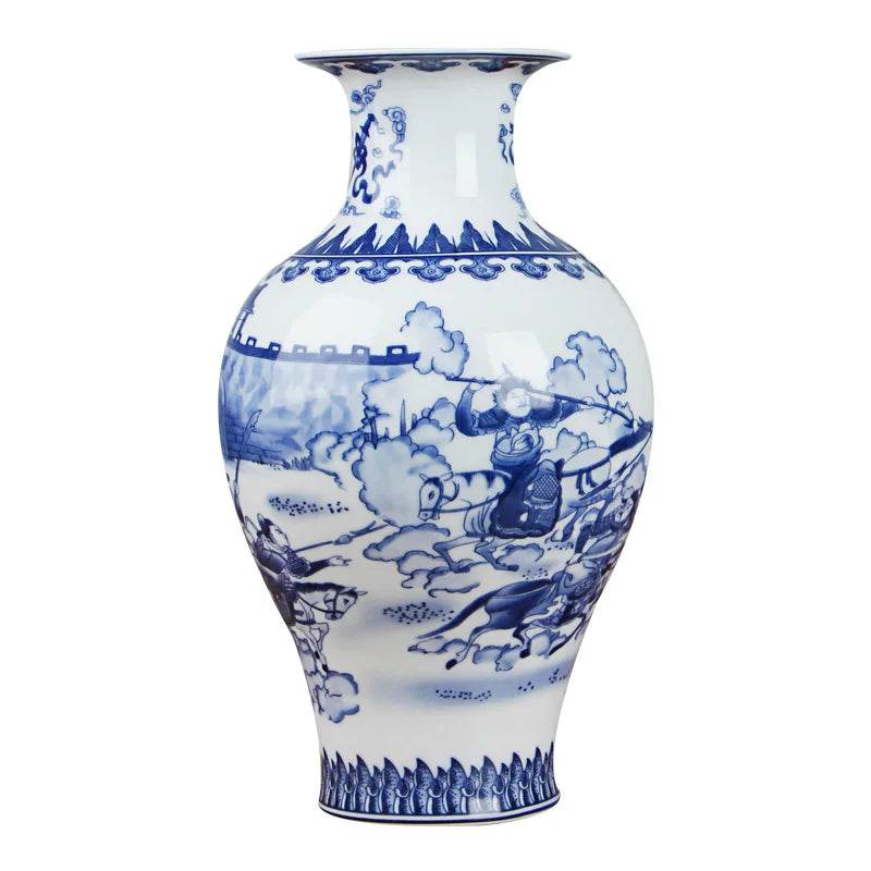 Classic Antique Chinese Blue and White Ceramic Vase - Loft&Timber