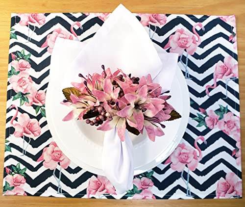 Set of 4 Waterproof Rectangular Placemats Flamingo Sweetness 17X13 - Loft&Timber