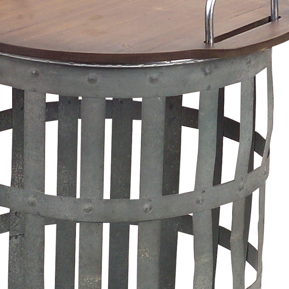 Set of Two 16" Grey And Brown Round End Tables - Loft&Timber