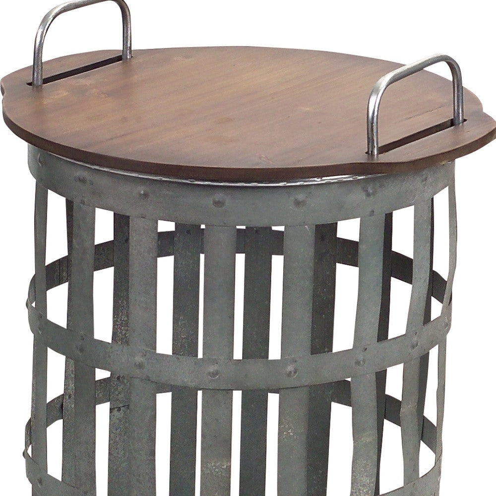 Set of Two 16" Grey And Brown Round End Tables - Loft&Timber