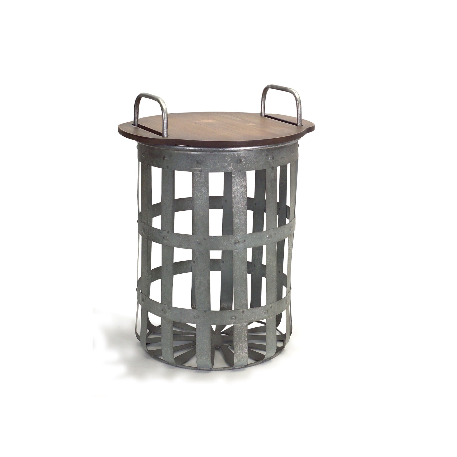 Set of Two 16" Grey And Brown Round End Tables - Loft&Timber