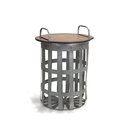 Set of Two 16" Grey And Brown Round End Tables - Loft&Timber