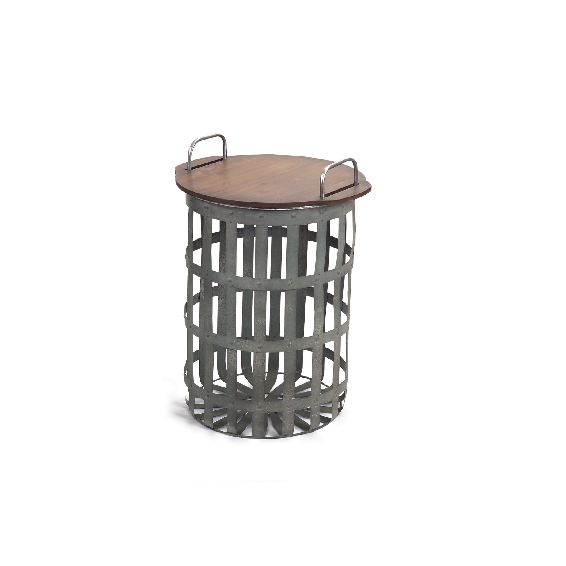 Set of Two 16" Grey And Brown Round End Tables - Loft&Timber