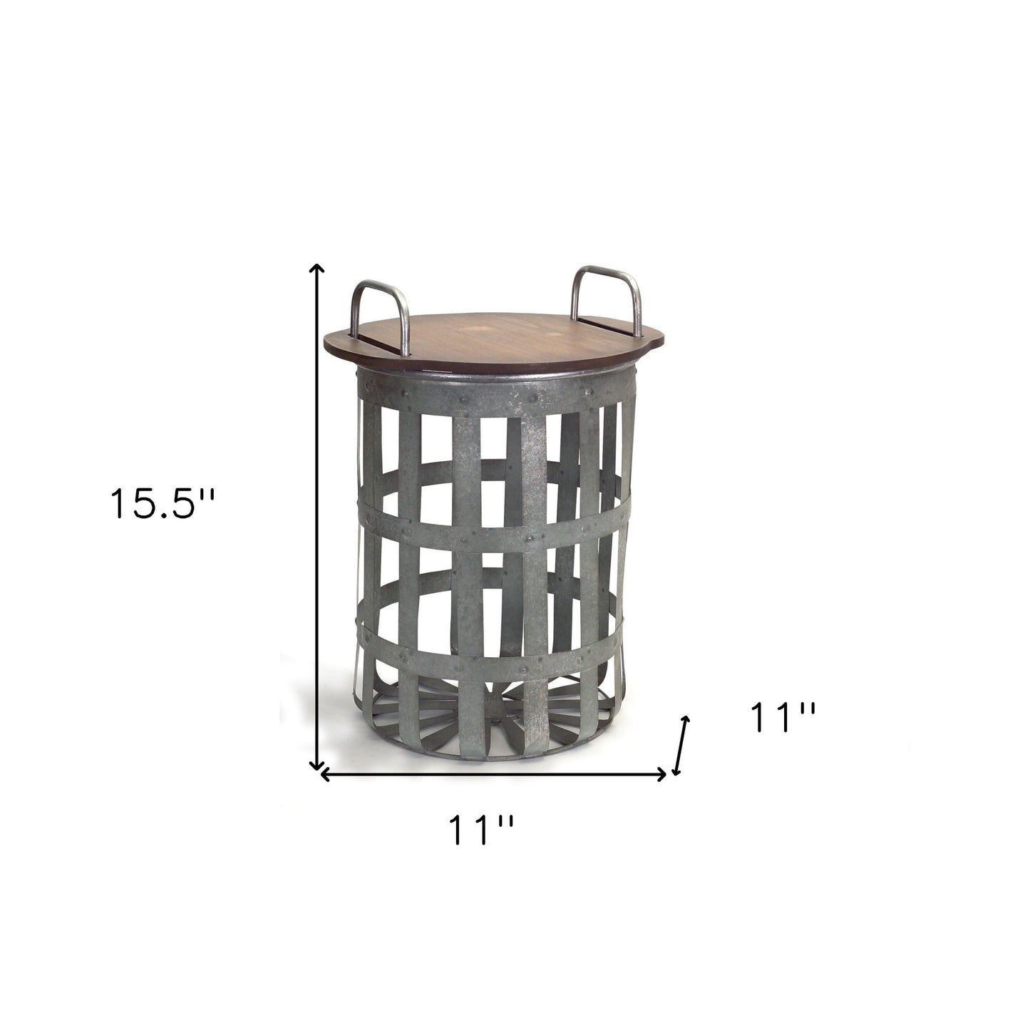 Set of Two 16" Grey And Brown Round End Tables - Loft&Timber