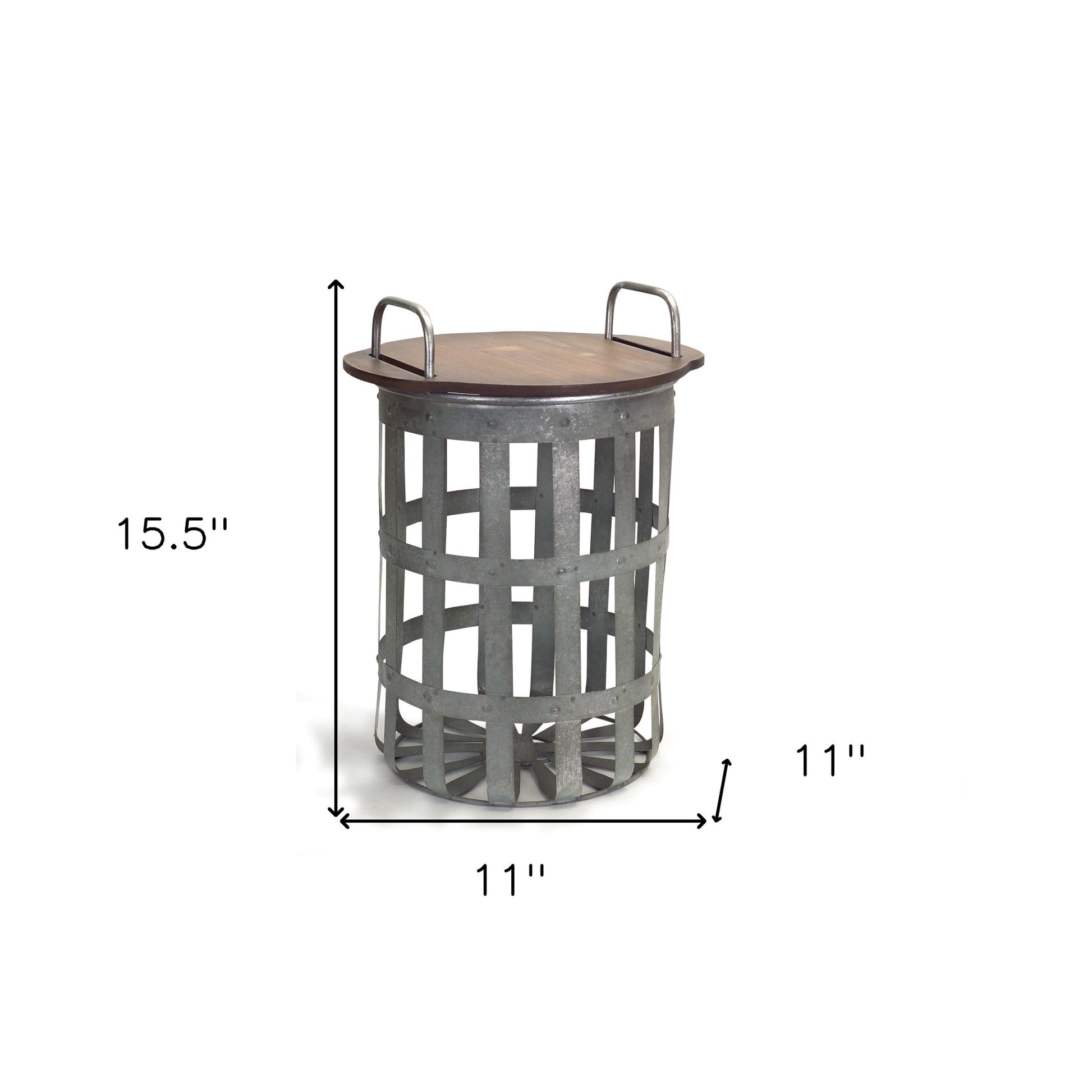 Set of Two 16" Grey And Brown Round End Tables - Loft&Timber