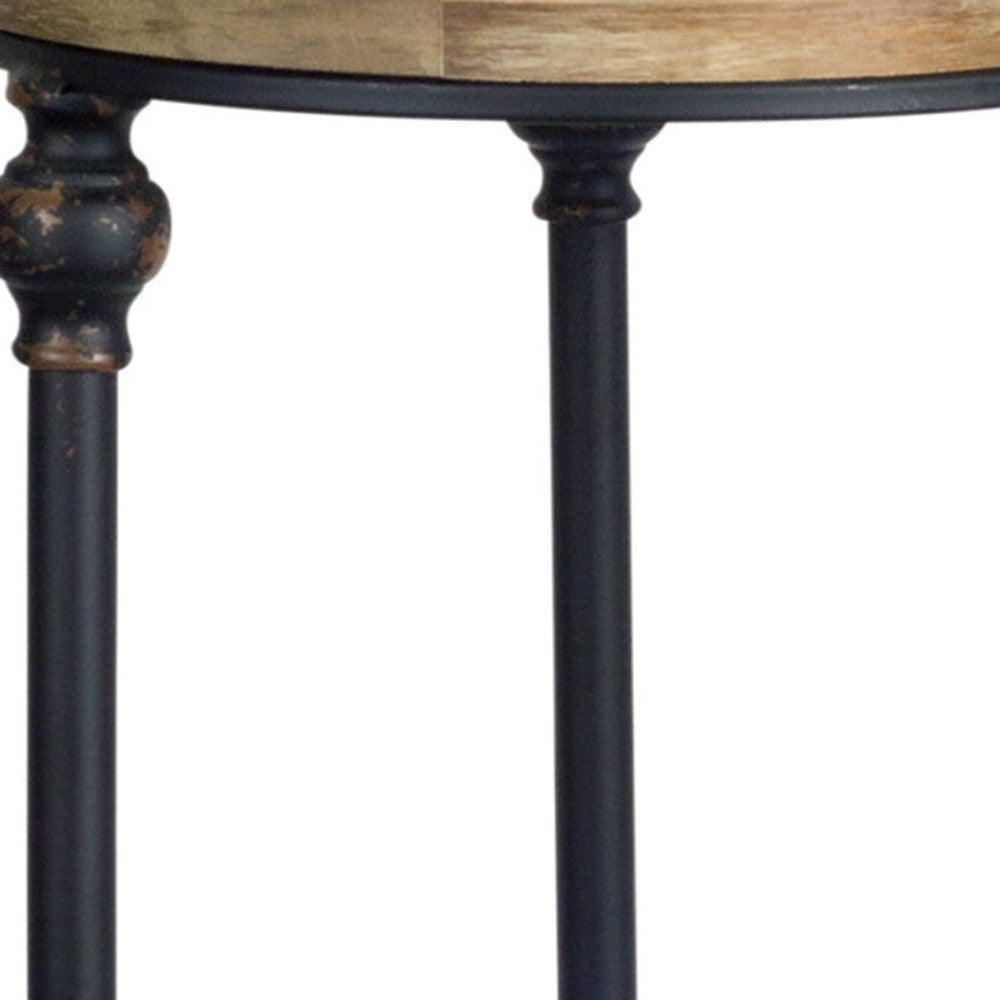 Set of Two 27" Black And Brown Round End Tables - Loft&Timber