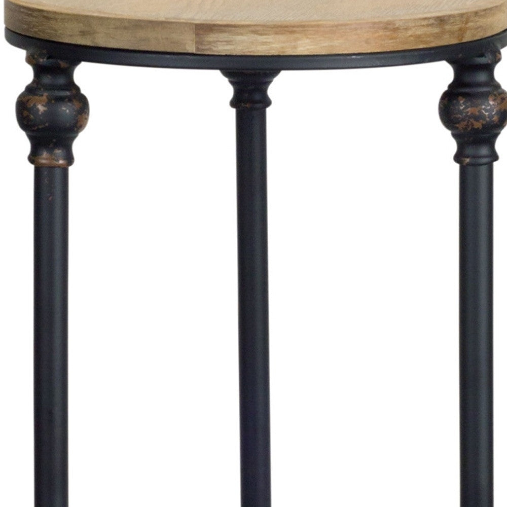 Set of Two 27" Black And Brown Round End Tables - Loft&Timber