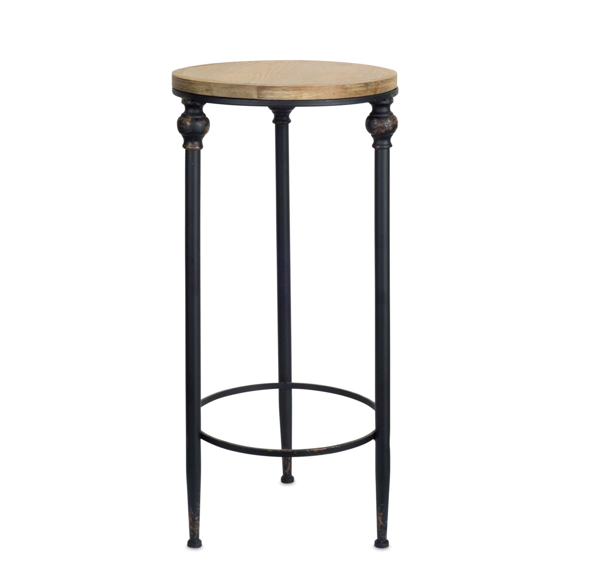 Set of Two 27" Black And Brown Round End Tables - Loft&Timber