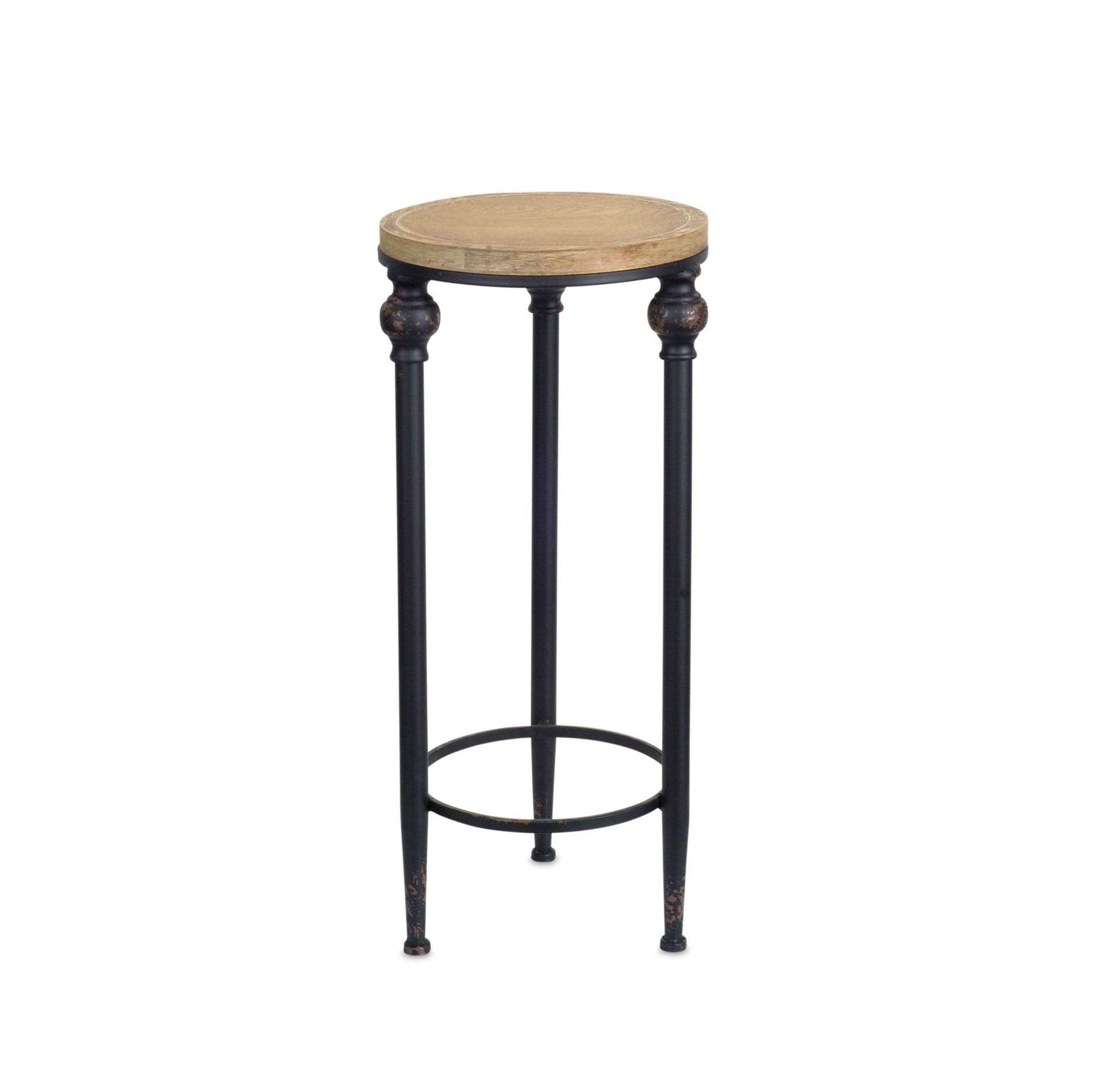 Set of Two 27" Black And Brown Round End Tables - Loft&Timber