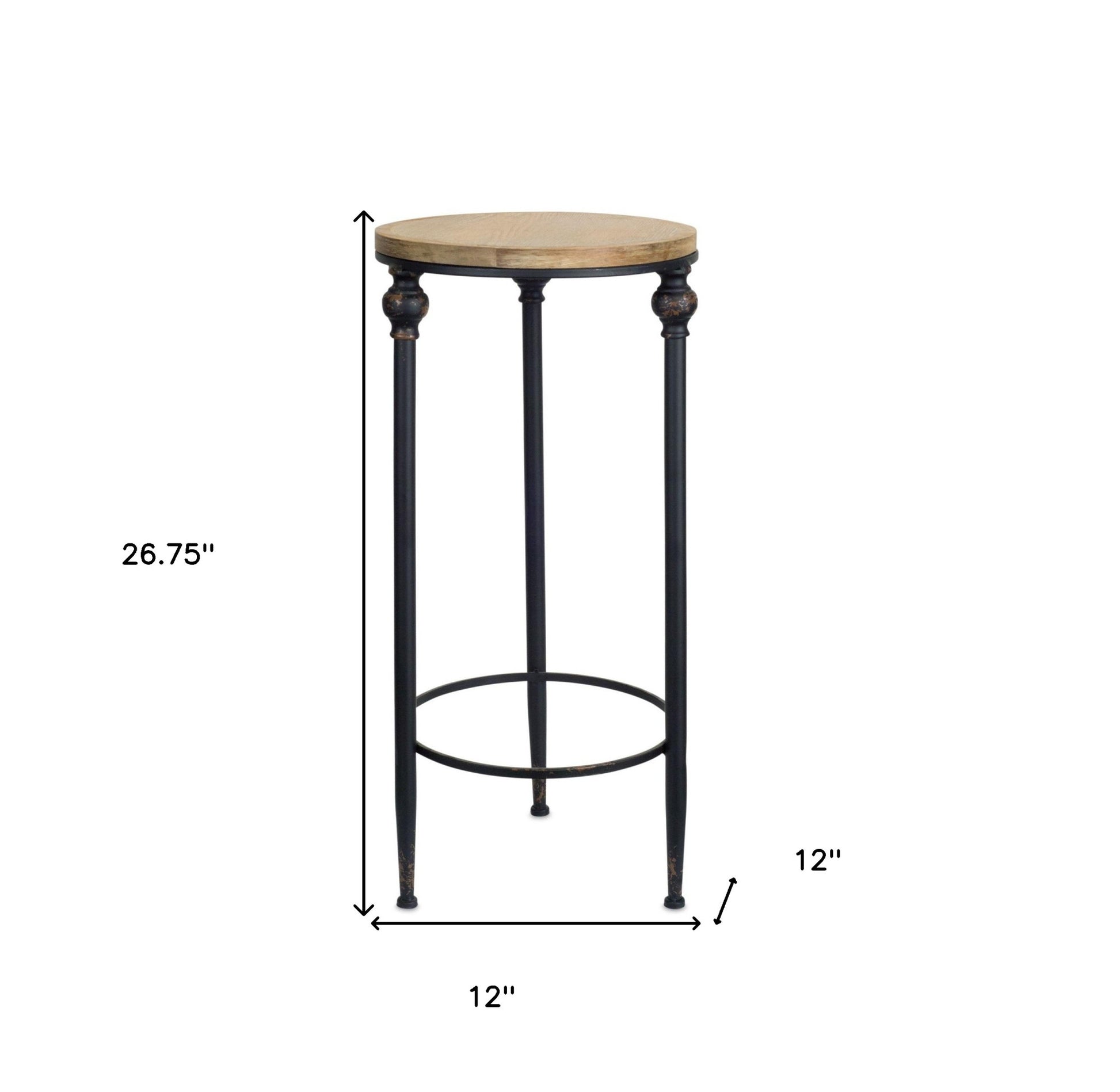 Set of Two 27" Black And Brown Round End Tables - Loft&Timber