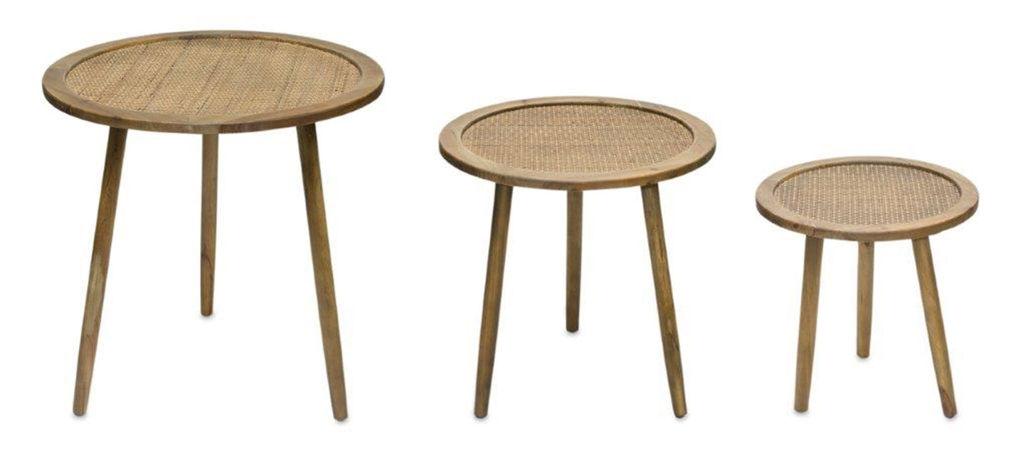 Set of Three 24" Brown Round End Tables - Loft&Timber