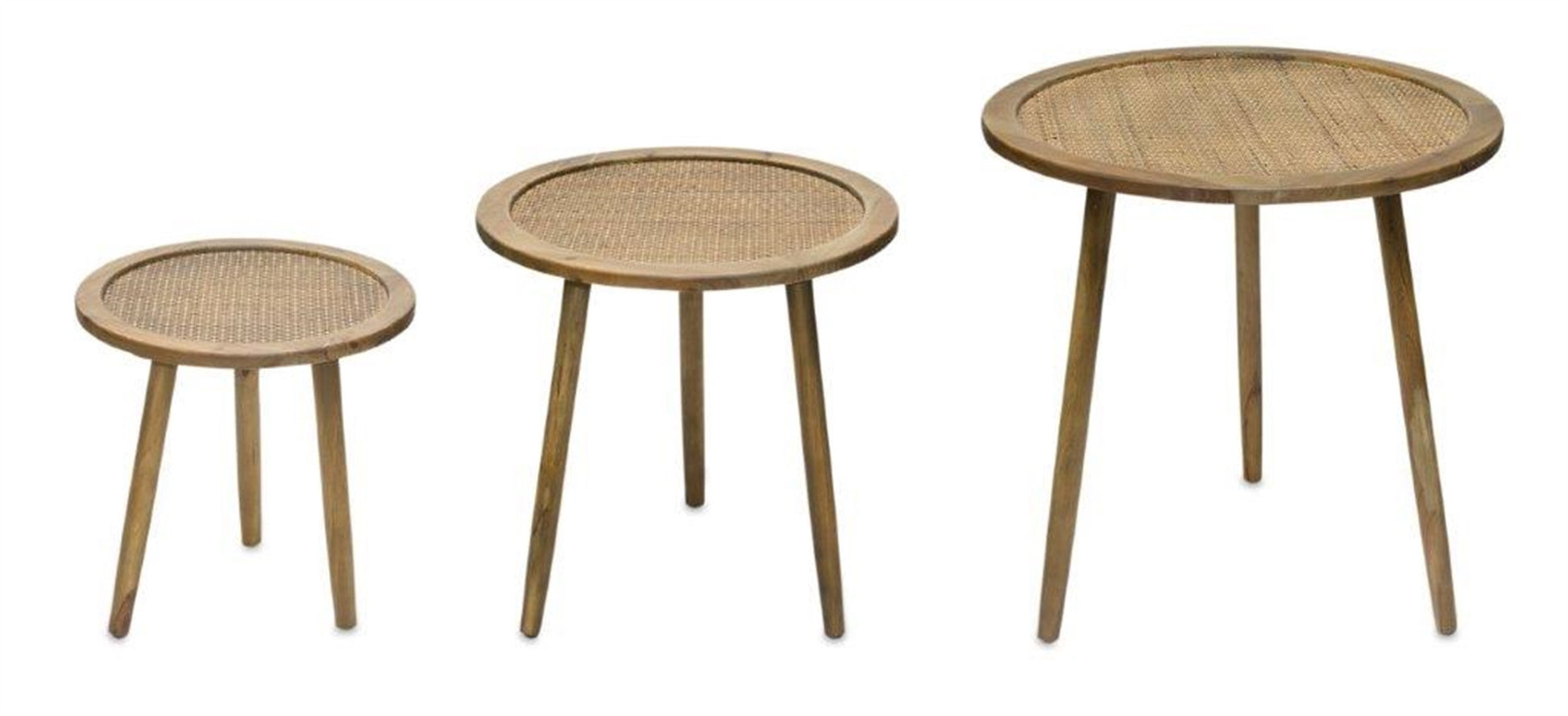 Set of Three 24" Brown Round End Tables - Loft&Timber