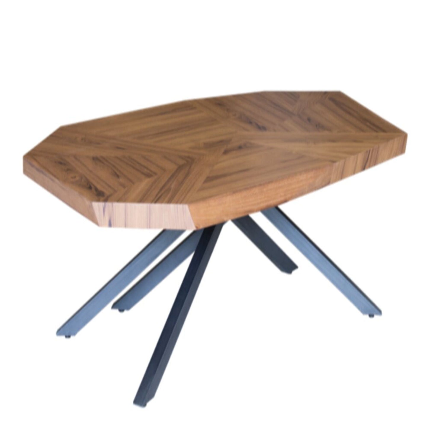 42" Brown And Black Wood And Iron Free Form Coffee Table - Loft&Timber