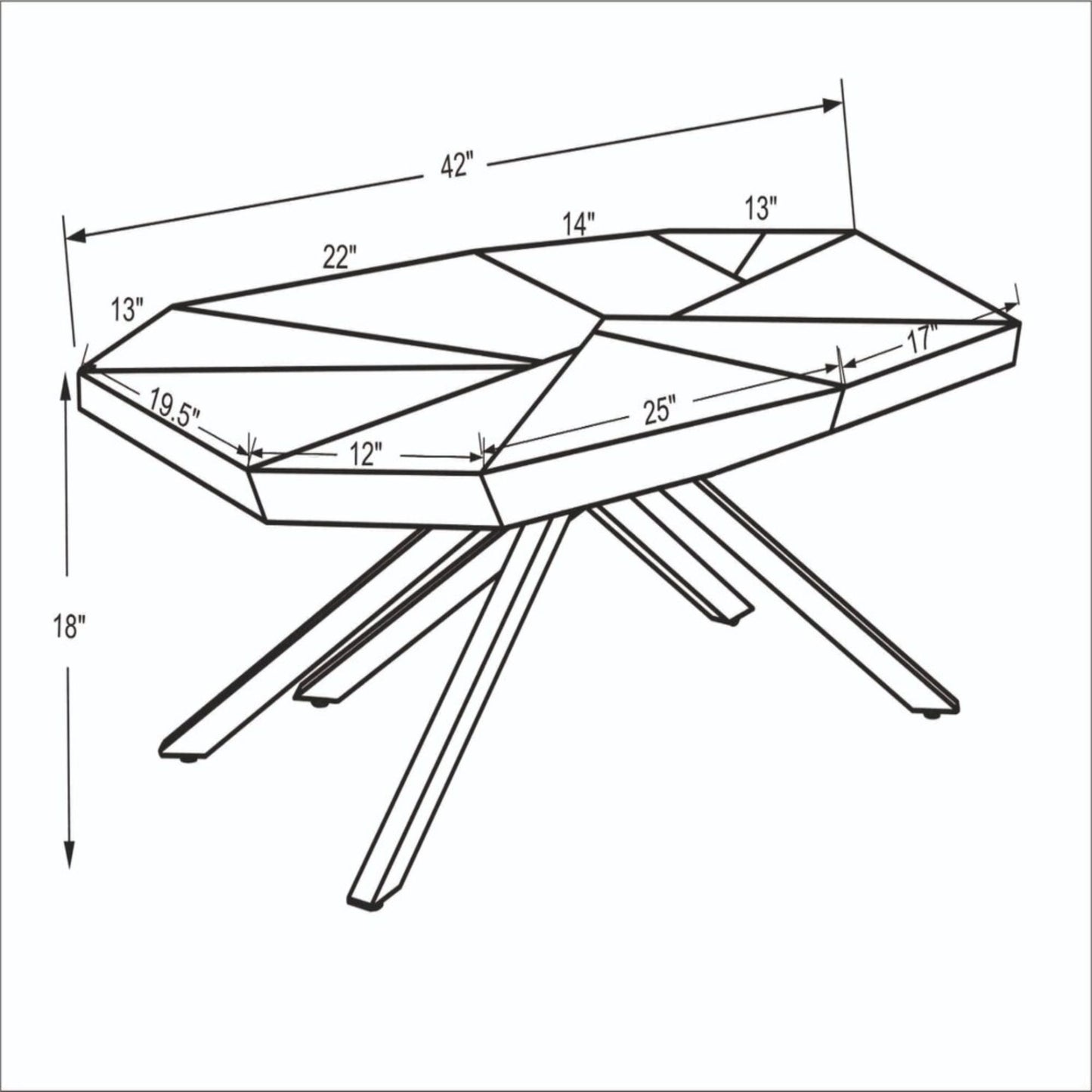 42" Brown And Black Wood And Iron Free Form Coffee Table - Loft&Timber