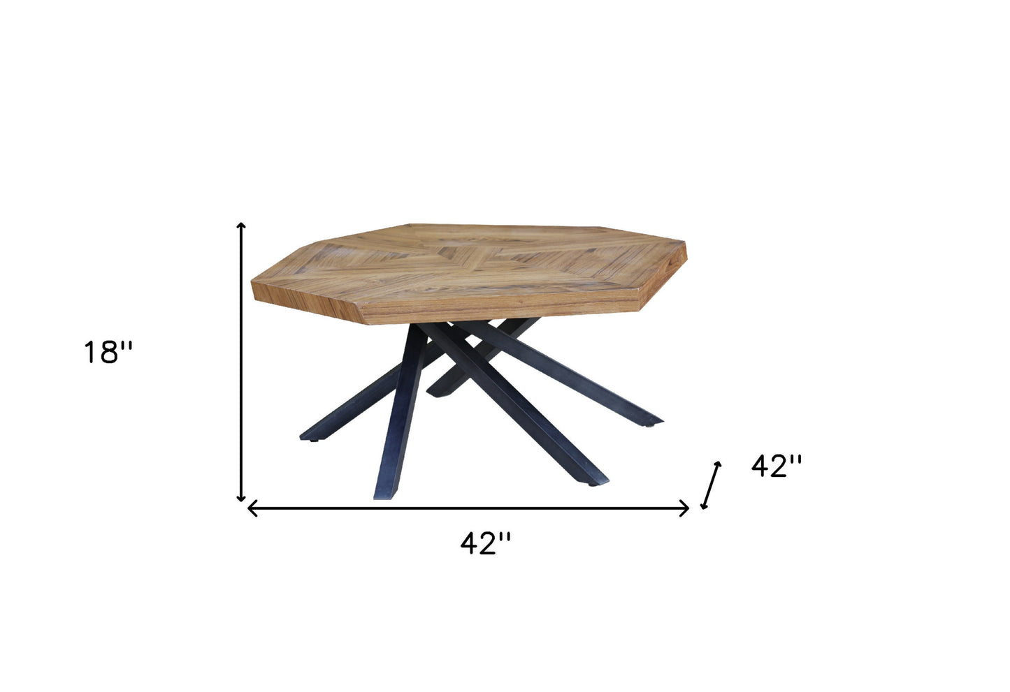 42" Brown And Black Wood And Iron Free Form Coffee Table - Loft&Timber