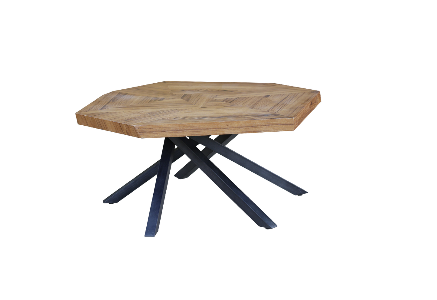 42" Brown And Black Wood And Iron Free Form Coffee Table - Loft&Timber
