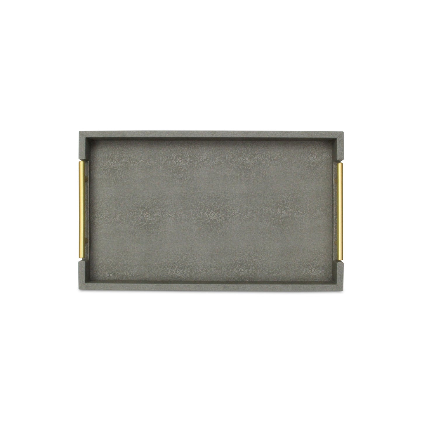 16" Gray Wood Faux Shagreen Serving Tray With Handles - Loft&Timber