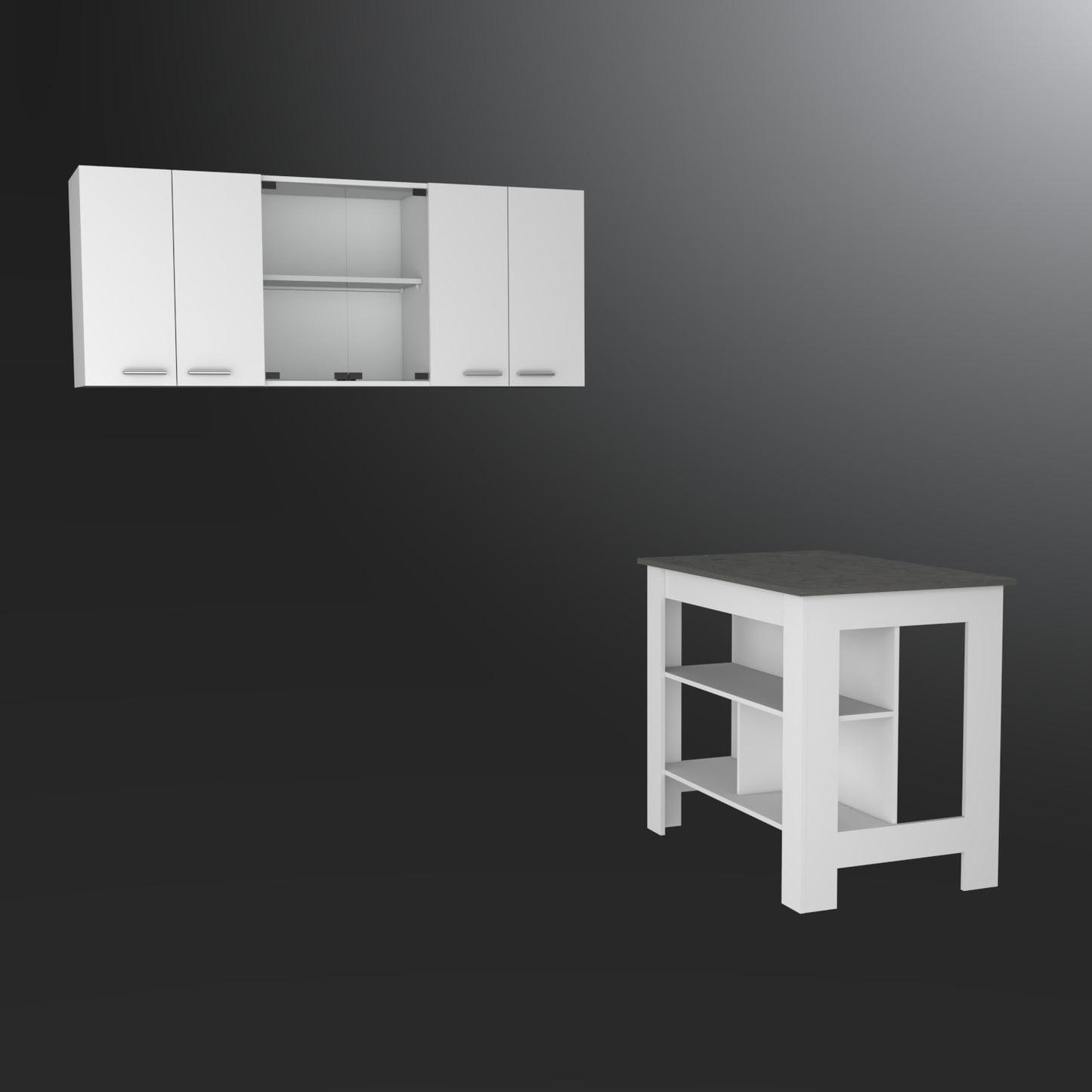 41" Gray and White Wood Kitchen Island Set With Storage - Loft&Timber