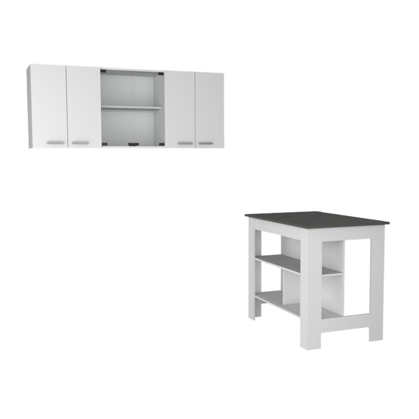 41" Gray and White Wood Kitchen Island Set With Storage - Loft&Timber