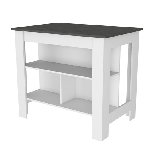 41" Gray and White Wood Kitchen Island Set With Storage - Loft&Timber