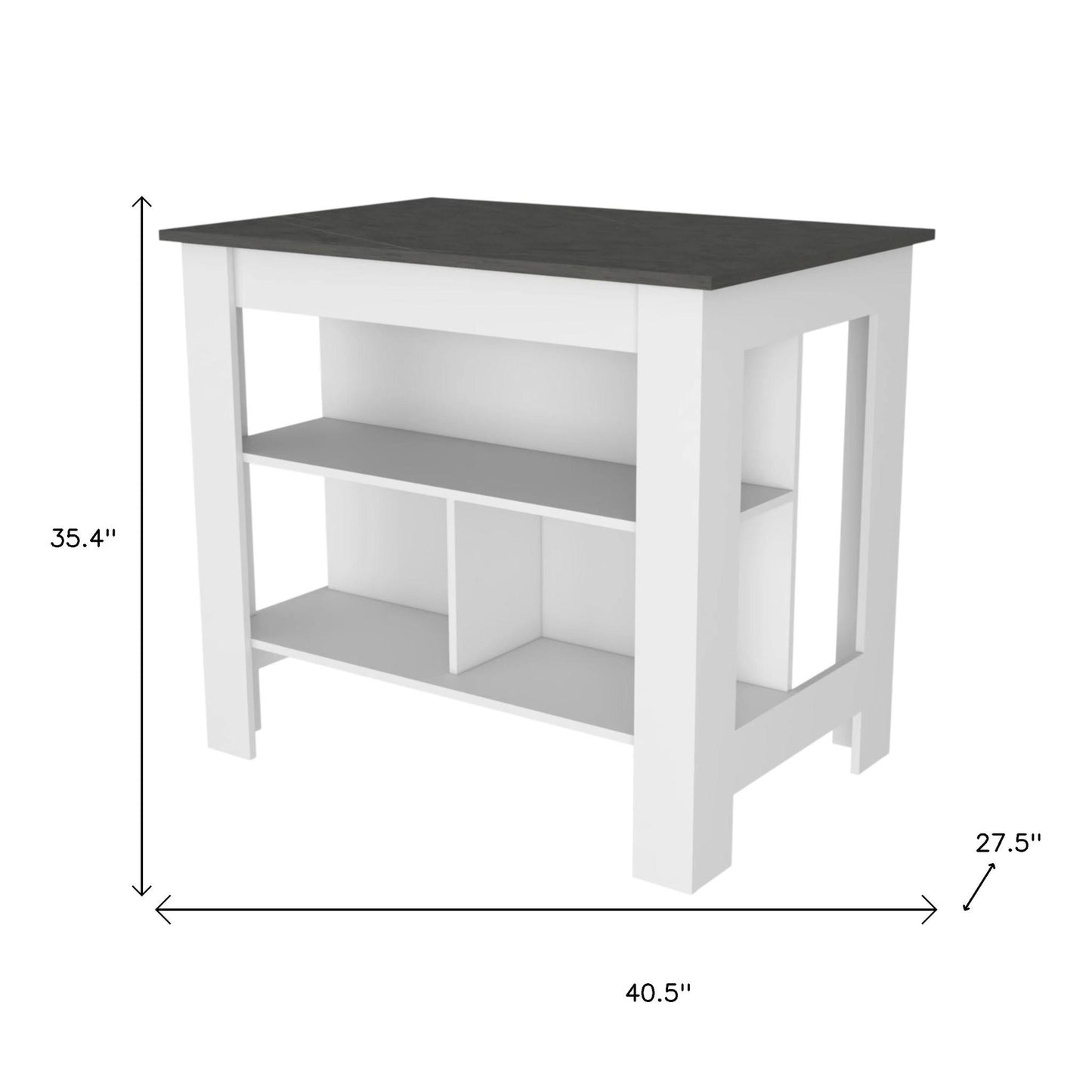41" Gray and White Wood Kitchen Island Set With Storage - Loft&Timber