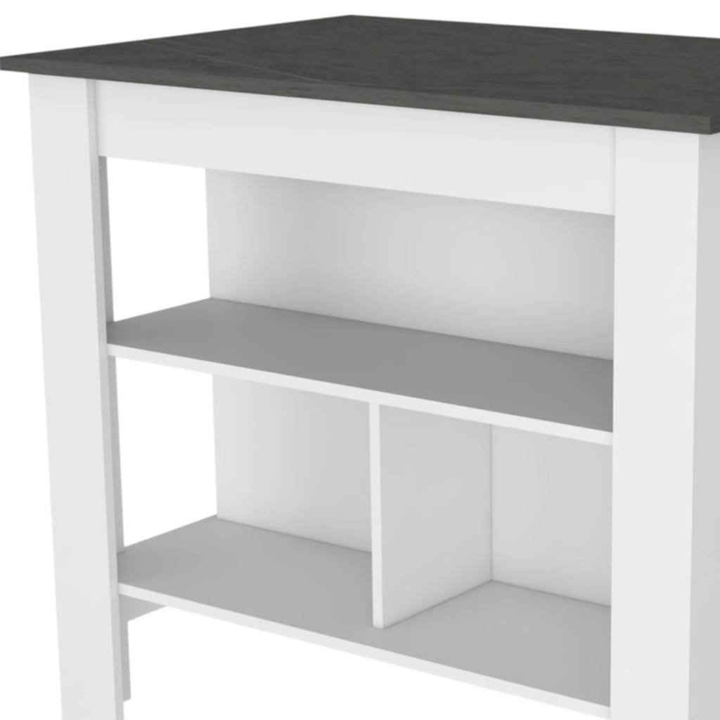 41" Gray and White Wood Kitchen Island Set With Storage - Loft&Timber