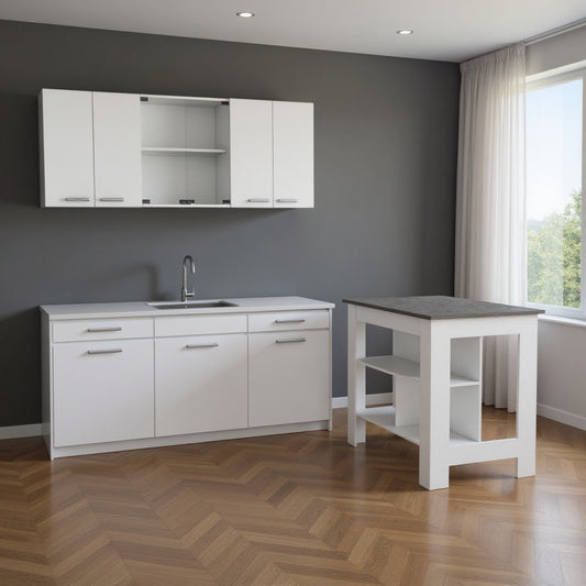 41" Gray and White Wood Kitchen Island Set With Storage - Loft&Timber