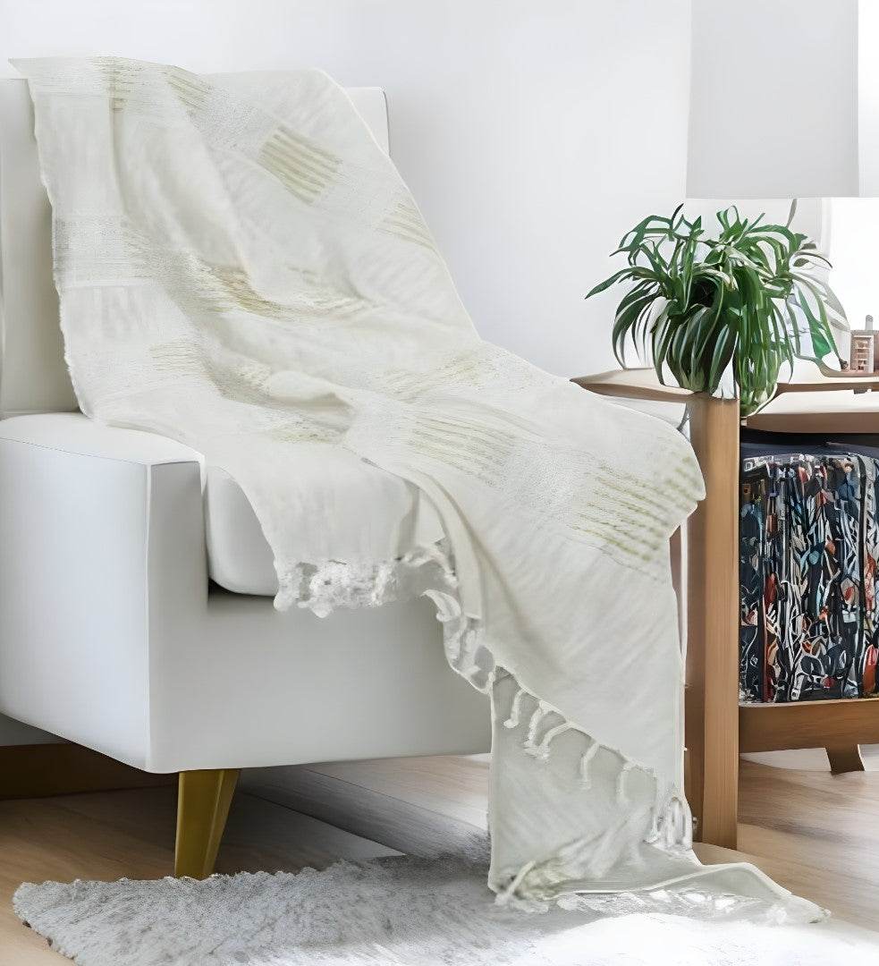 Natural Woven Cotton Throw Blanket - Loft&Timber