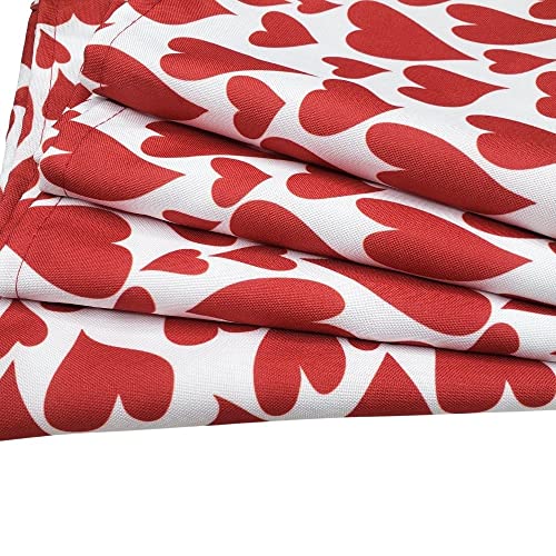 Charlo's Cloth Napkins Set of 4 Heart l 16" by 16" - Red - Loft&Timber