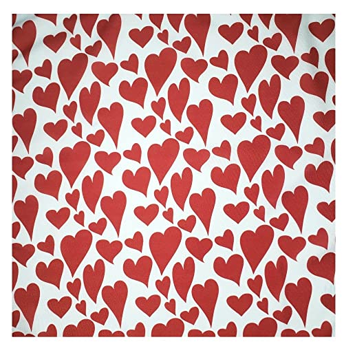 Charlo's Cloth Napkins Set of 4 Heart l 16" by 16" - Red - Loft&Timber