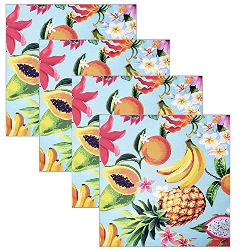 Charlo's Cloth Napkins Set of 4 Salad Fruit 16" by 16" - Blue - Loft&Timber