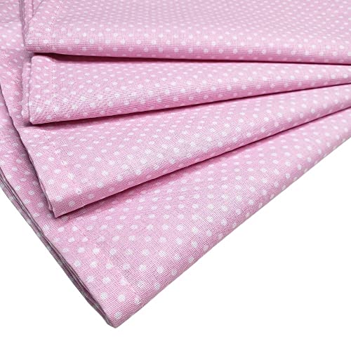 Charlo's Set of 4 Pink Polka Dot 100% Cotton Cloth Napkins 15" by 15" Washable Reusable - Loft&Timber