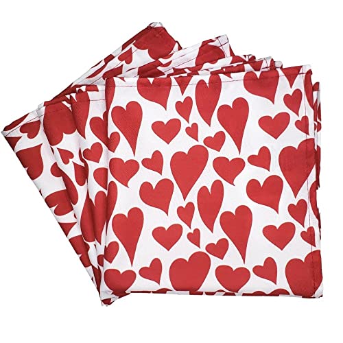 Charlo's Cloth Napkins Set of 4 Heart l 16" by 16" - Red - Loft&Timber