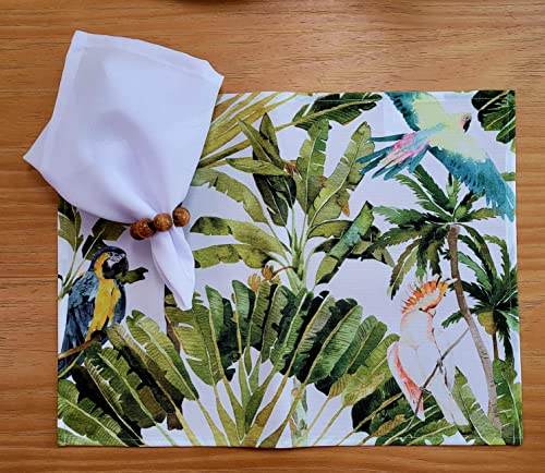 Charlo's Set of 4 Waterproof Rectangular Placemats Brazilian Parrot 17X13 - Loft&Timber