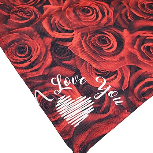 Charlo's Cloth Napkins Set of 4 I Love You Rosebuds 16" by 16" - Red - Loft&Timber