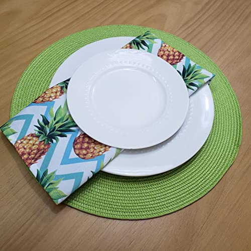 Charlo's Cloth Napkins Set of 4 Pineapple Zigzag 16" by 16" - Green - Loft&Timber