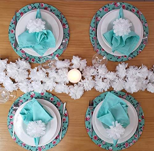 Charlo's Set of 10 White Snow Chrysanthemum Napkin Rings for dining table decor - Loft&Timber