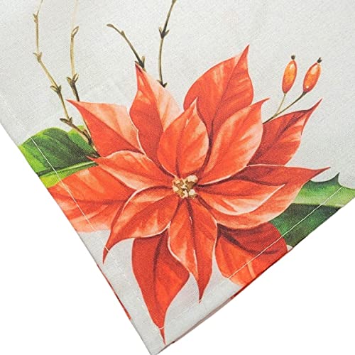 Charlo's Cloth Napkins Set of 4 Christmas Red Flower 16" by 16" - Grey - Loft&Timber