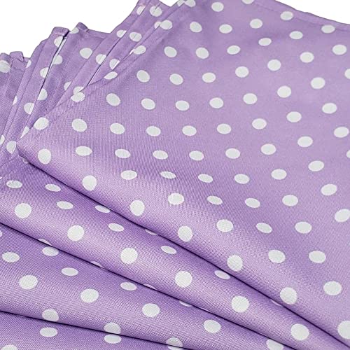 Charlo's Cloth Napkins Set of 4 Lillac Polka Dot 16" by 16" - Lilac - Loft&Timber