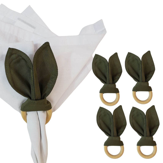 Maison Charlo | Easter Set of 4 Bonsai Bunny Ears Napkin Rings | Dining Table Decor - Loft&Timber