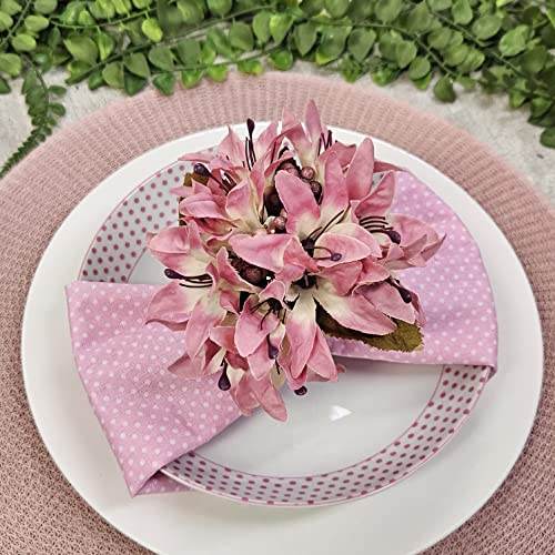 Maison Charlo Set of 4 Rose Pink Lilies Flower Celebration Napkin Rings - Loft&Timber