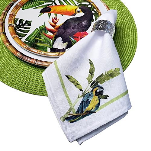 Charlo's Cloth Napkins Set of 4 Brazilian Parrot 16" by 16" - Green - Loft&Timber