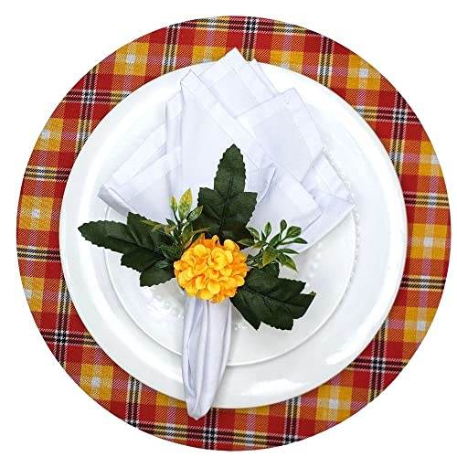 Charlo's Set of 4 Sunshine Yellow Chrysanthemum Charm Napkin Rings for dining table decor - Loft&Timber