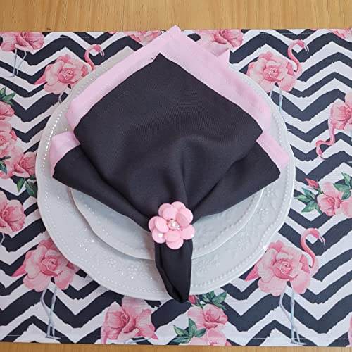 Set of 4 Waterproof Rectangular Placemats Flamingo Sweetness 17X13 - Loft&Timber