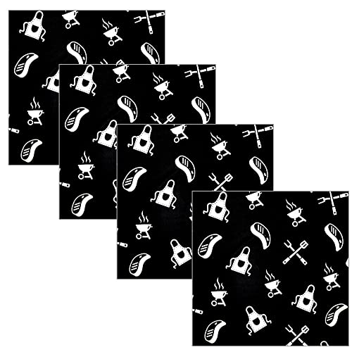 Charlo's Cloth Napkins Set of 4 Beef Gourmet 16" by 16" - Black - Loft&Timber