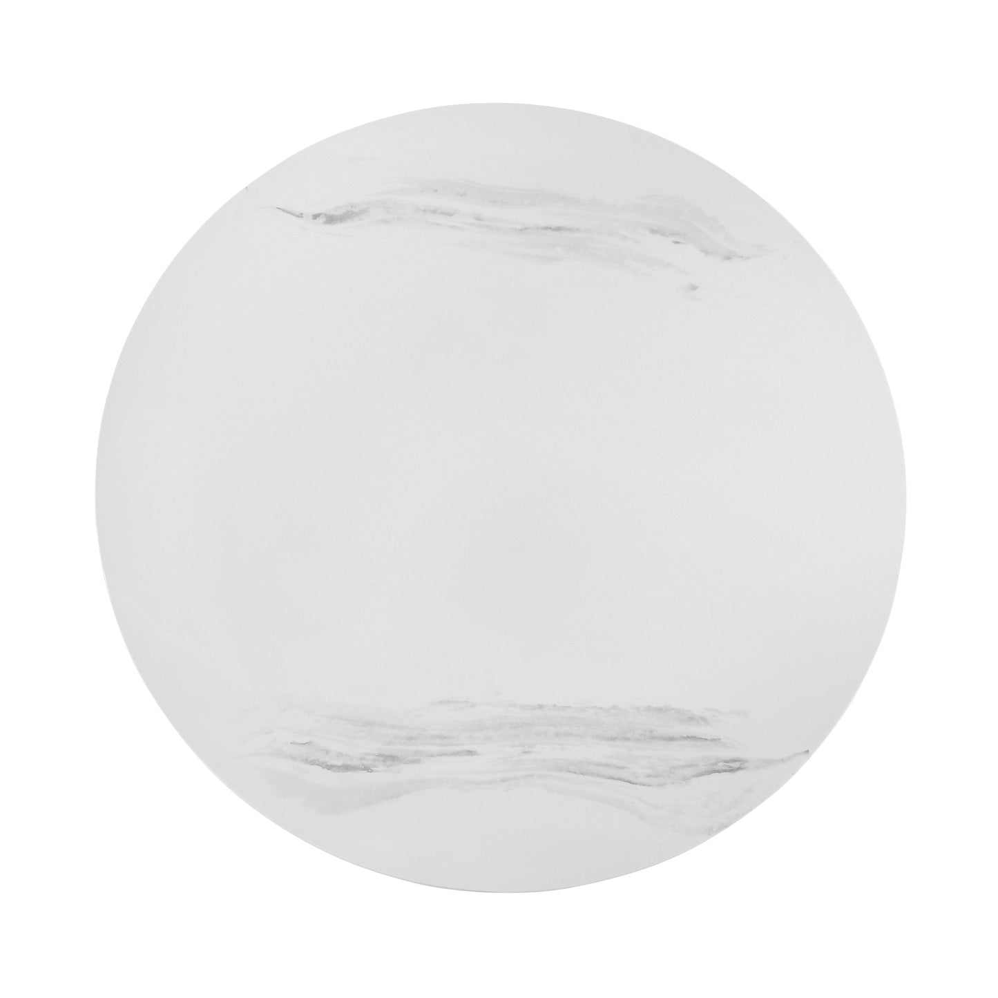 36" White And Black Genuine Marble And Metal Round Coffee Table - Loft&Timber