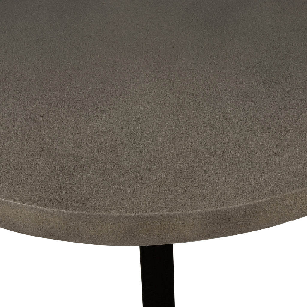 36" Gray And Black Concrete And Solid Wood Round Coffee Table - Loft&Timber