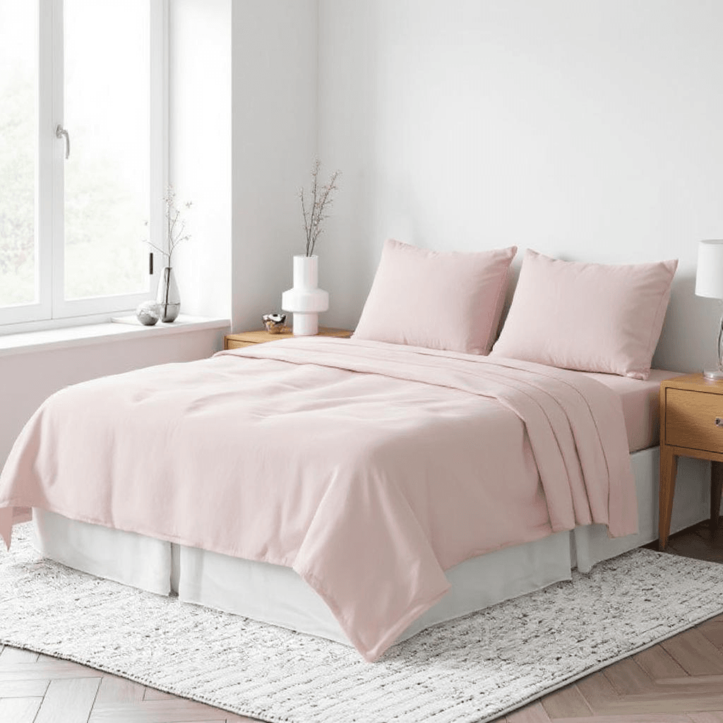Light Pink Linen Twin Flat Sheet - Loft&Timber