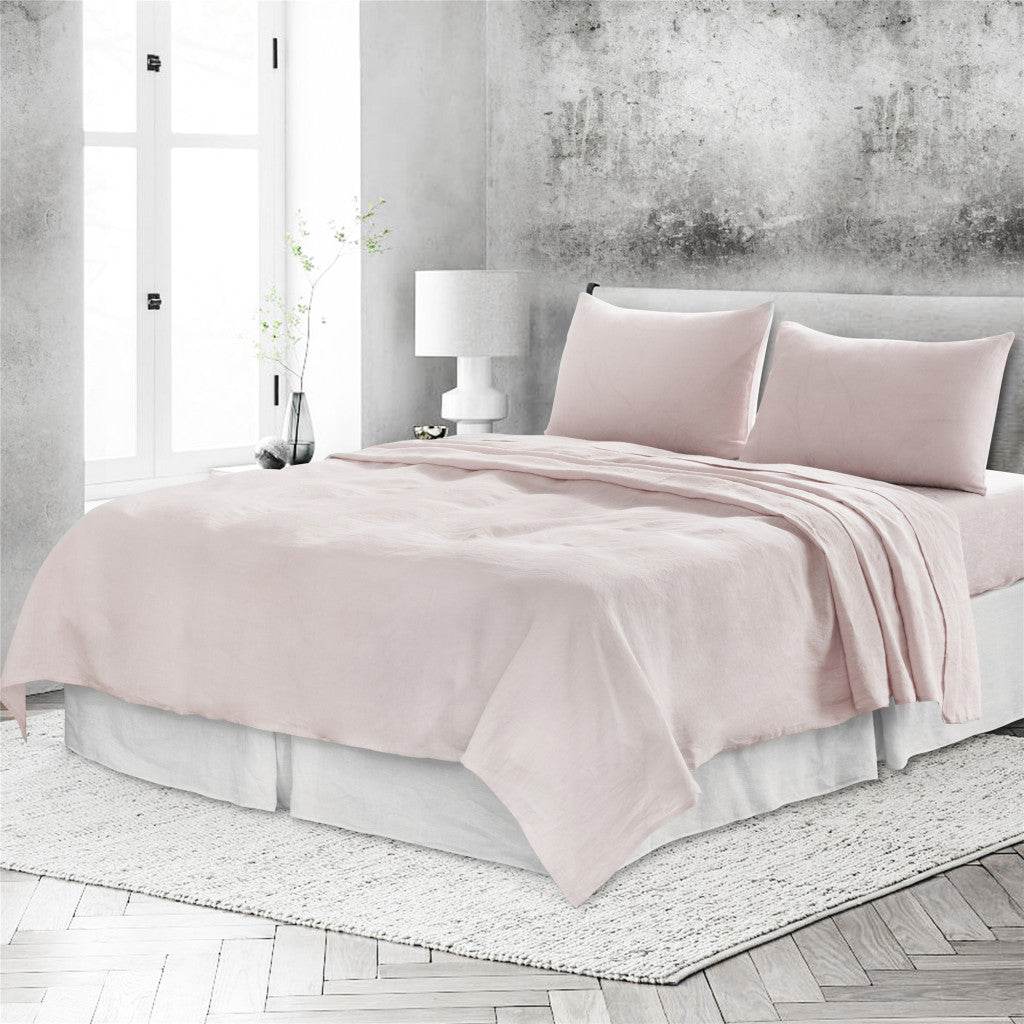 Light Pink Linen King Flat Sheet - Loft&Timber